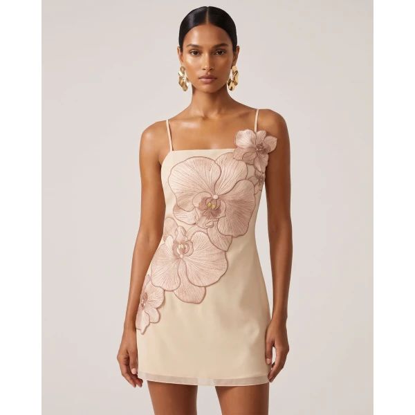 JW PEI Orchid Appliqué Mini Dress