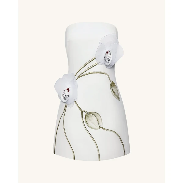 JW PEI Orchid Appliqué Strapless Dress