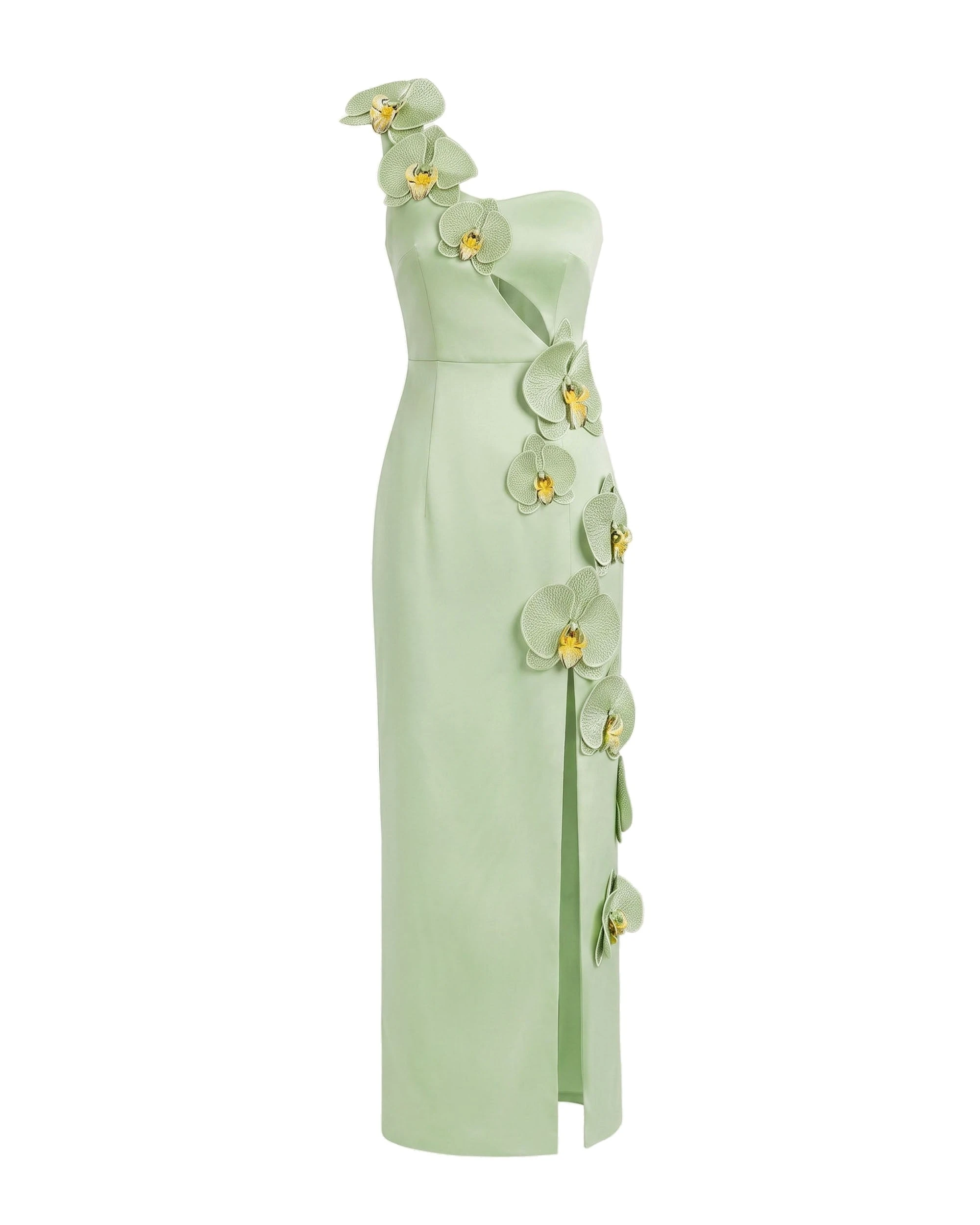 JW PEI maxi dress | Los Angeles Vegan Fashion Dresses | Luxury Shoes JW PEI Orchid Embellished Cutout Slit Maxi Dress