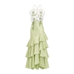JW PEI Orchid Embellished Ruffle Midi Dress