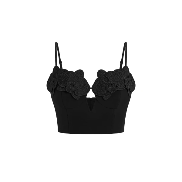 JW PEI Orchid Embroidered Appliqué Corset Bustier Top