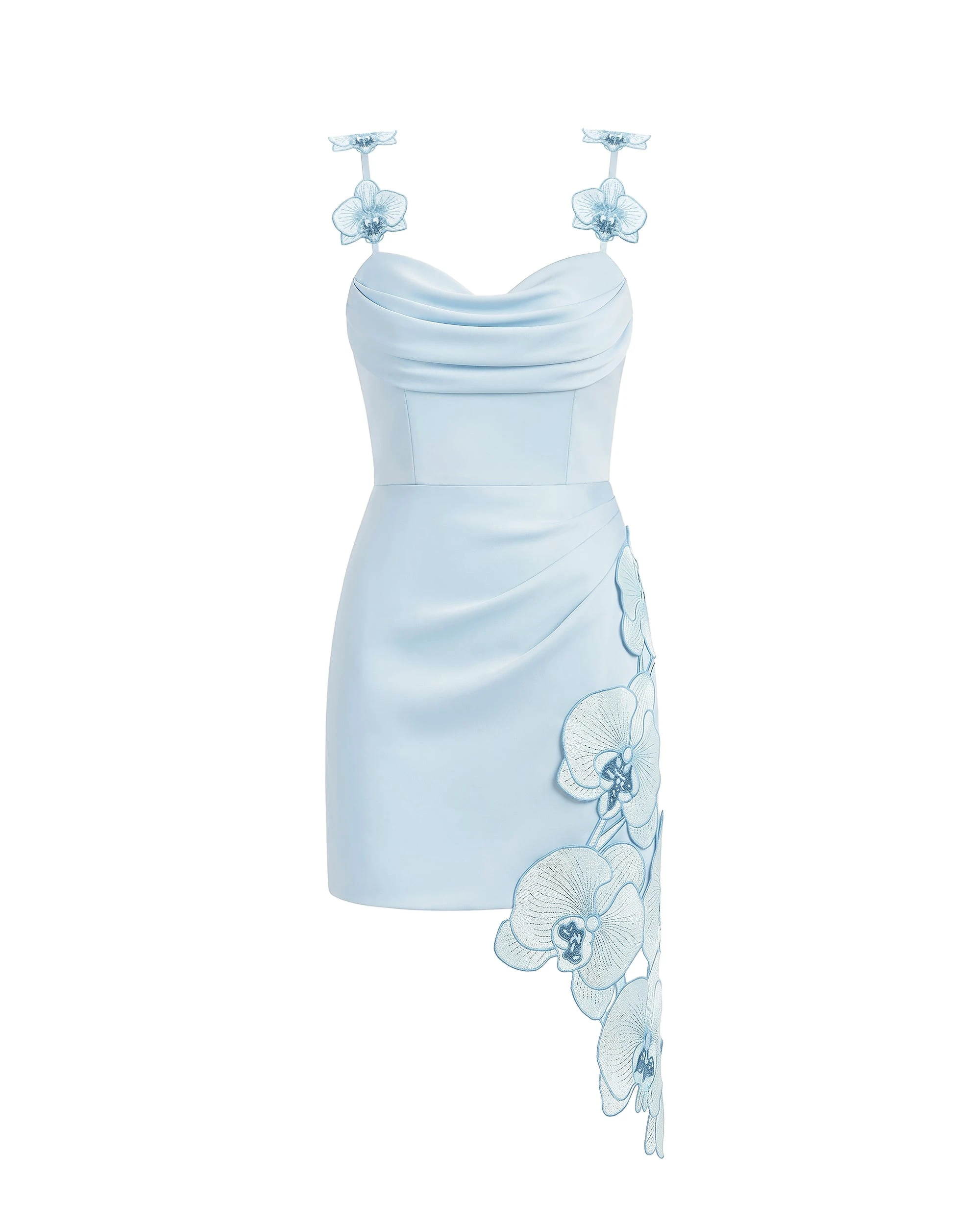 JW PEI mini dress | Los Angeles Vegan Fashion Dresses | Luxury Shoes JW PEI Orchid Embroidered Draped Mini Dress
