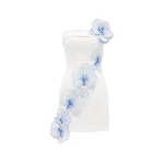 JW PEI Orchid Embroidered Floral Appliqué Strapless Mini Dress