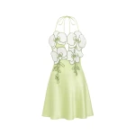 JW PEI Orchid Embroidered Halter Mini Dress