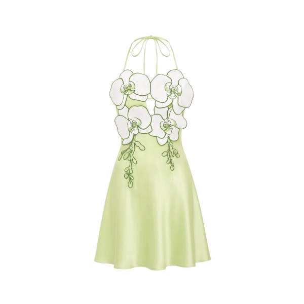 JW PEI Orchid Embroidered Halter Mini Dress
