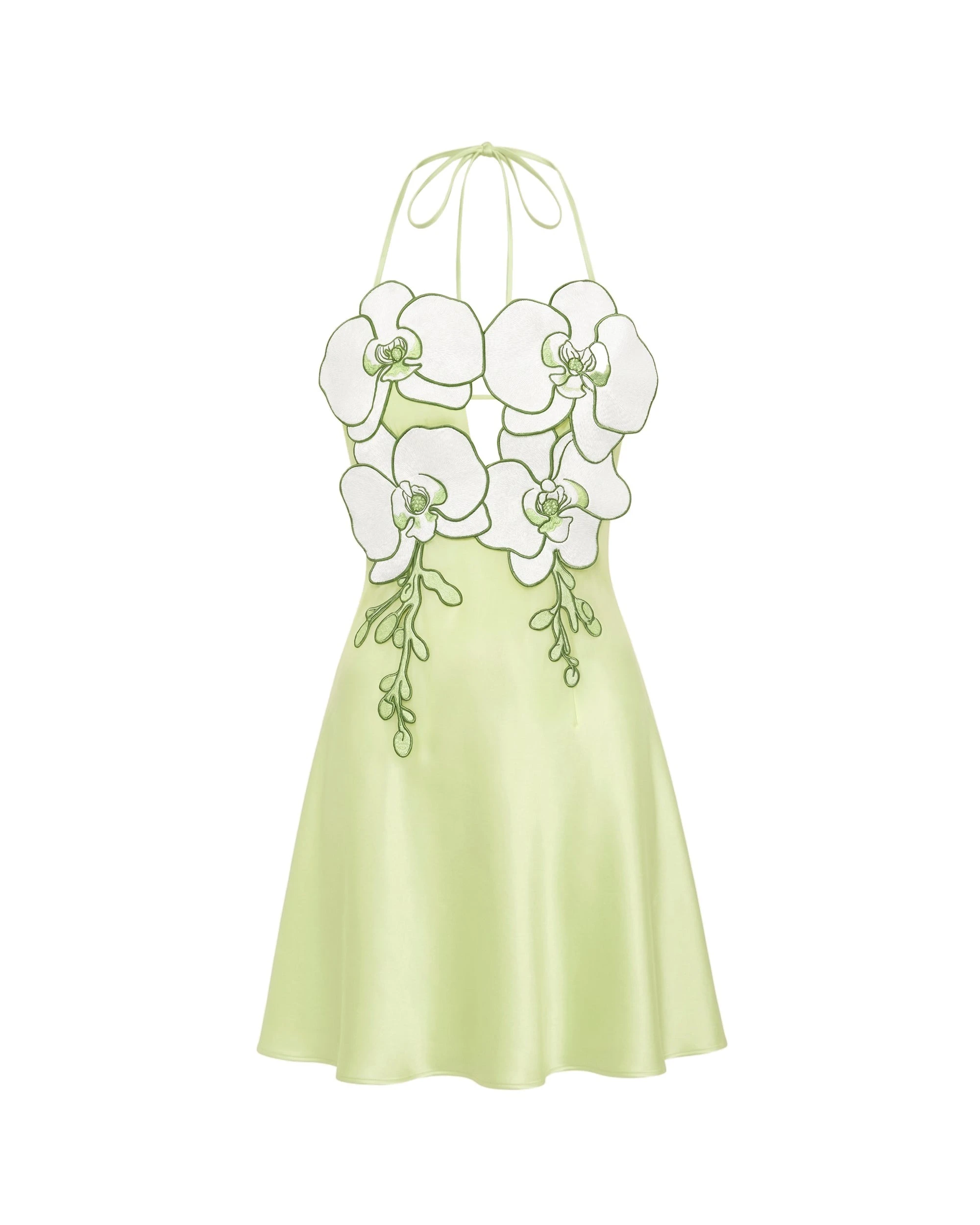 JW PEI mini dress | Los Angeles Vegan Fashion Dresses | Luxury Shoes JW PEI Orchid Embroidered Halter Mini Dress