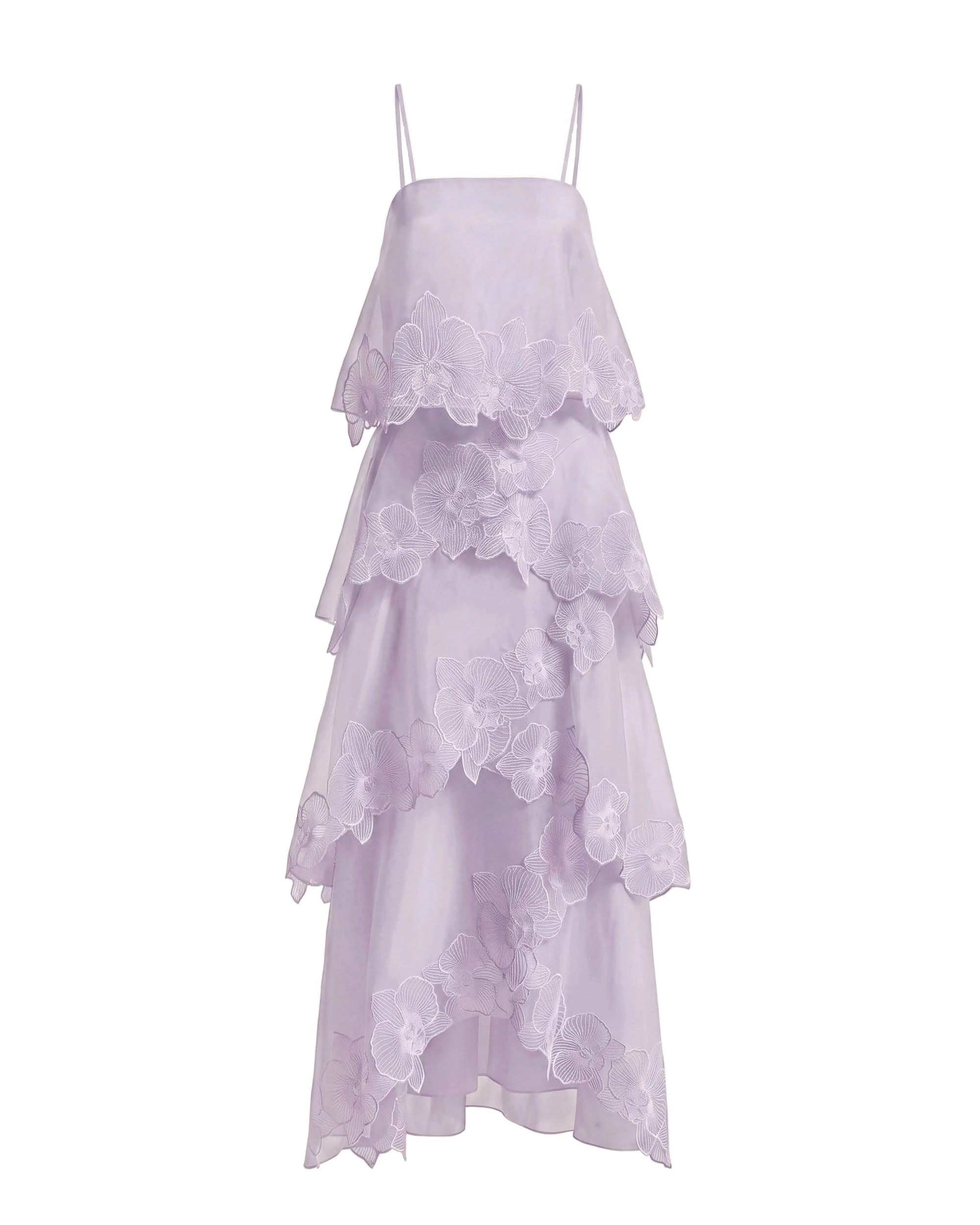 JW PEI maxi dress | Los Angeles Vegan Fashion Dresses | Luxury Shoes JW PEI Orchid Embroidered Layered Maxi Dress