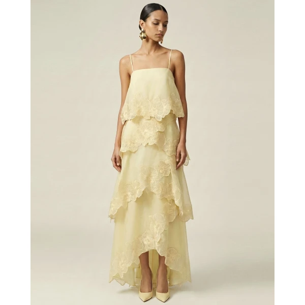 JW PEI Orchid Embroidered Layered Maxi Dress