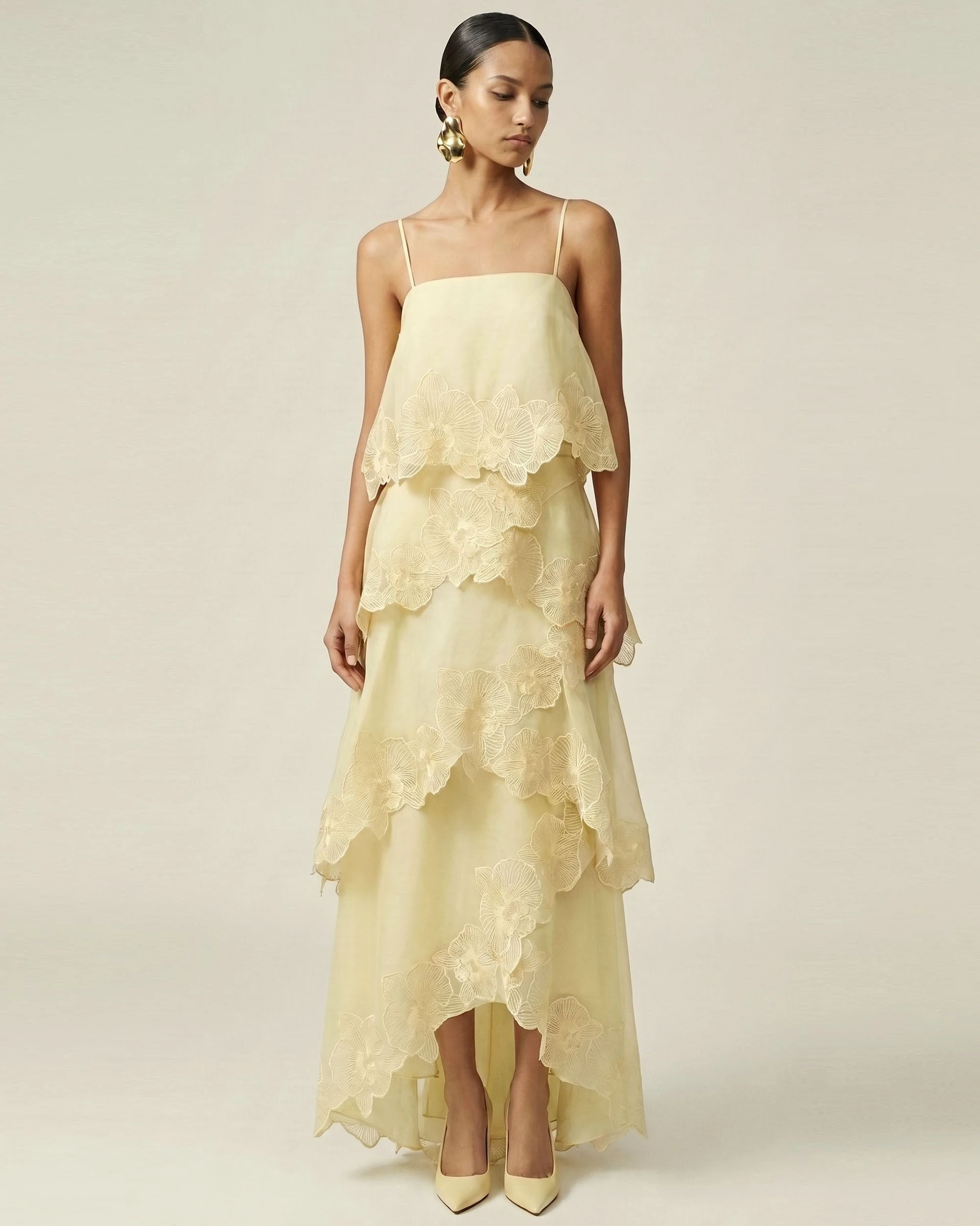 JW PEI maxi dress | Los Angeles Vegan Fashion Dresses | Luxury Shoes JW PEI Orchid Embroidered Layered Maxi Dress