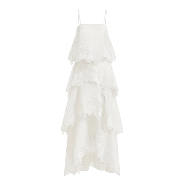JW PEI Orchid Embroidered Layered Maxi Dress