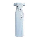 JW PEI Orchid Embroidered Off-Shoulder Maxi Dress