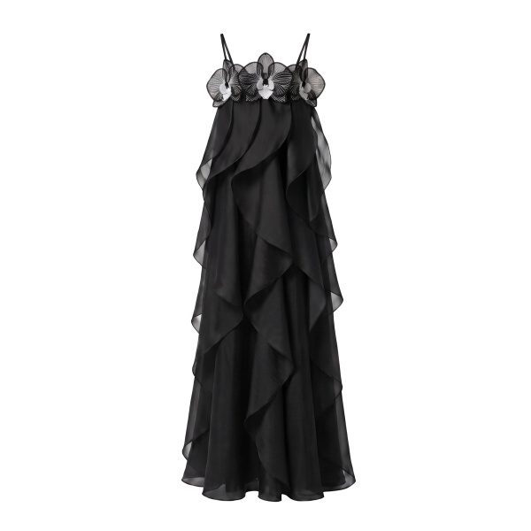 JW PEI Orchid Embroidered Organza Maxi Dress