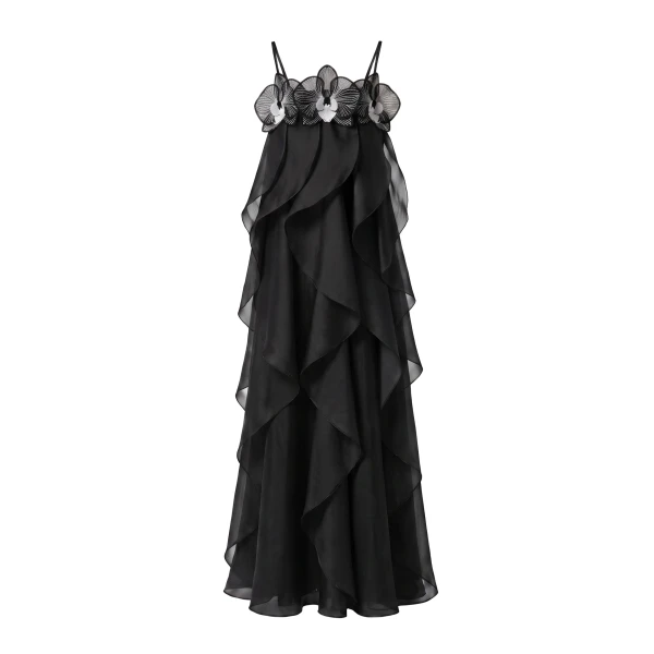 JW PEI Orchid Embroidered Organza Maxi Dress