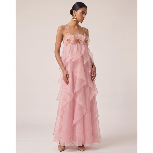 JW PEI Orchid Embroidered Organza Maxi Dress