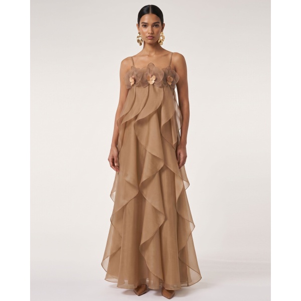 JW PEI Orchid Embroidered Organza Maxi Dress