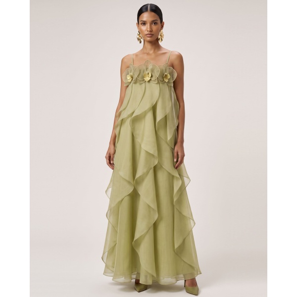 JW PEI Orchid Embroidered Organza Maxi Dress