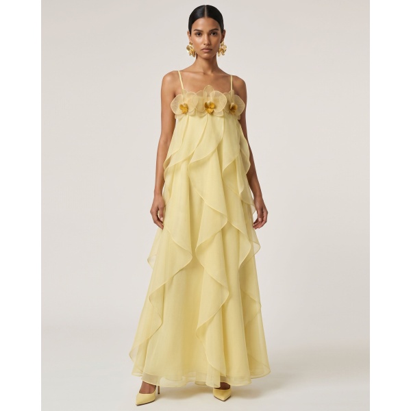 JW PEI Orchid Embroidered Organza Maxi Dress