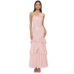 JW PEI Orchid Embroidered Ruffled One-Shoulder Maxi Dress