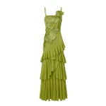 JW PEI Orchid Embroidered Ruffled One-Shoulder Maxi Dress