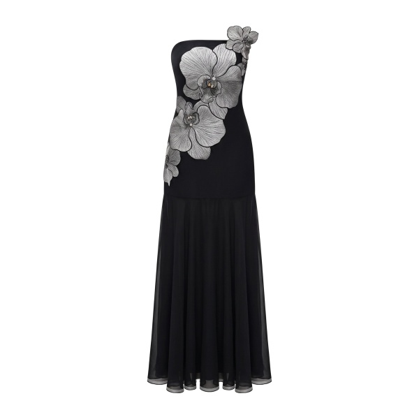 JW PEI Orchid Embroidered Strapless A-Line Maxi Dress