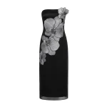 JW PEI Orchid Embroidered Strapless Column Midi Dress