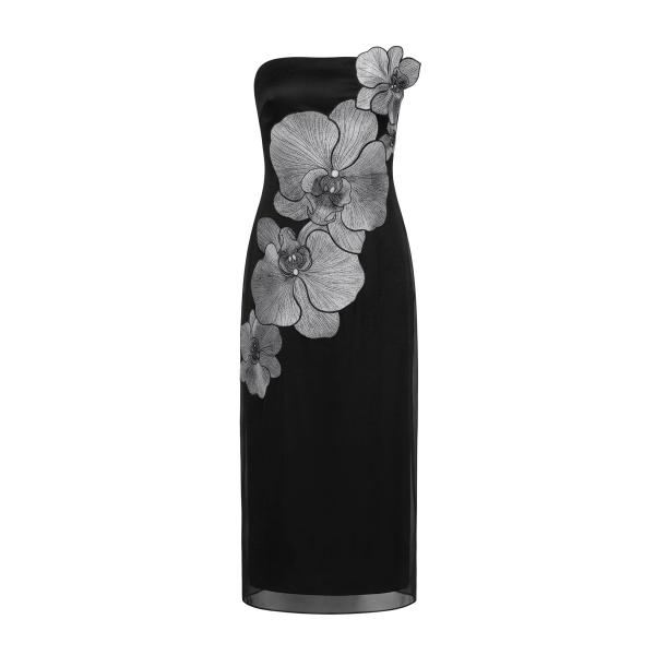 JW PEI Orchid Embroidered Strapless Column Midi Dress