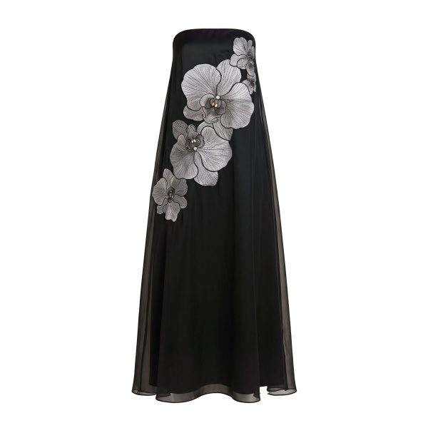 JW PEI Orchid Embroidered Strapless Flowing Maxi Dress