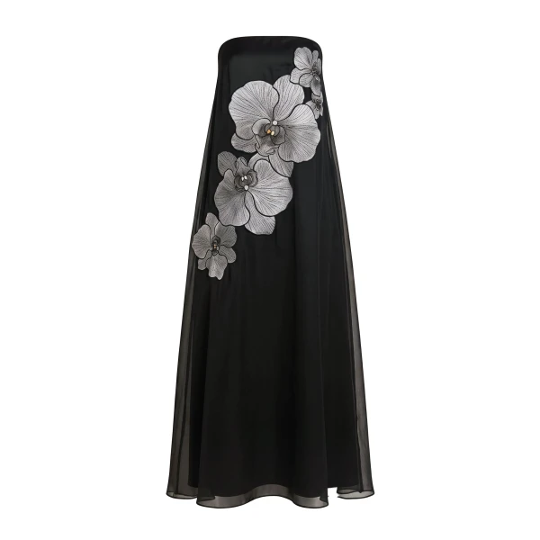 JW PEI Orchid Embroidered Strapless Flowing Maxi Dress