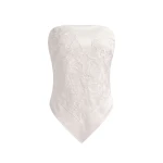 JW PEI Orchid Embroidered Strapless Handkerchief Top