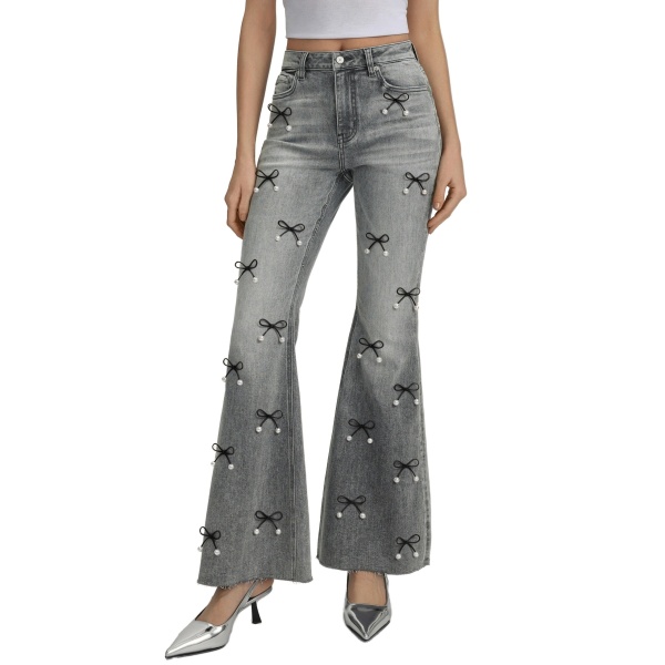 JW PEI Pearl Accent Bow Boogie Child Fray Jeans