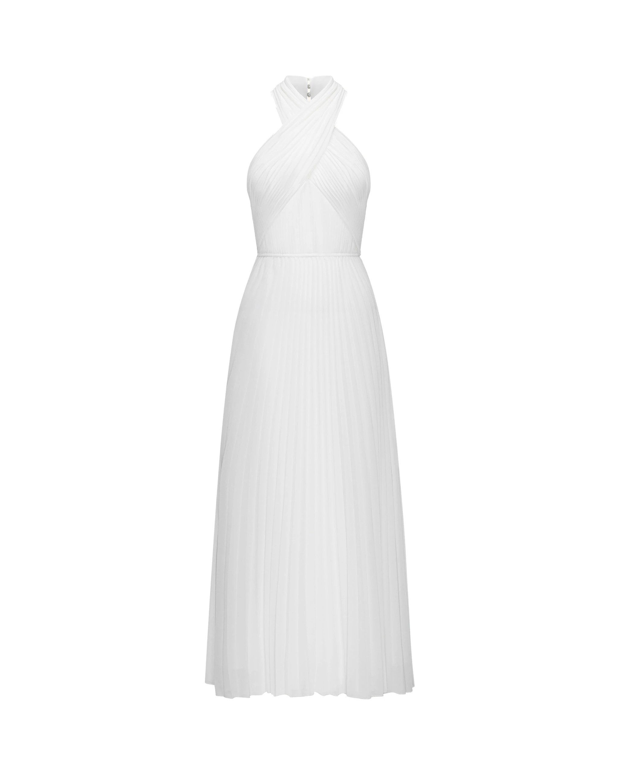 JW PEI maxi dress | Los Angeles Vegan Fashion Dresses | Luxury Shoes JW PEI Pleated Cross Halter Maxi Dress