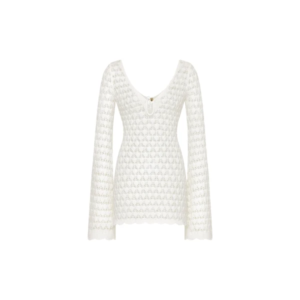JW PEI Pointelle Knit Keyhole Mini Dress