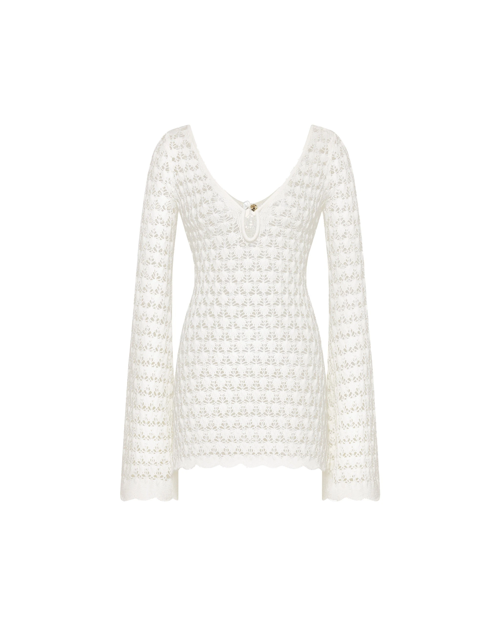 JW PEI mini dress | Los Angeles Vegan Fashion Dresses | Luxury Shoes JW PEI Pointelle Knit Keyhole Mini Dress