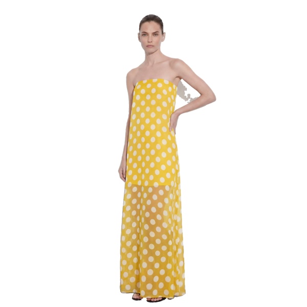 JW PEI Polka-Dot Strapless Maxi Dress