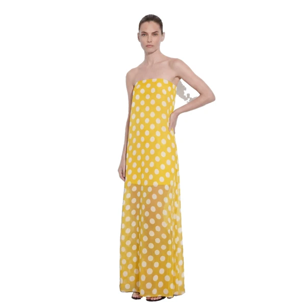 JW PEI Polka-Dot Strapless Maxi Dress