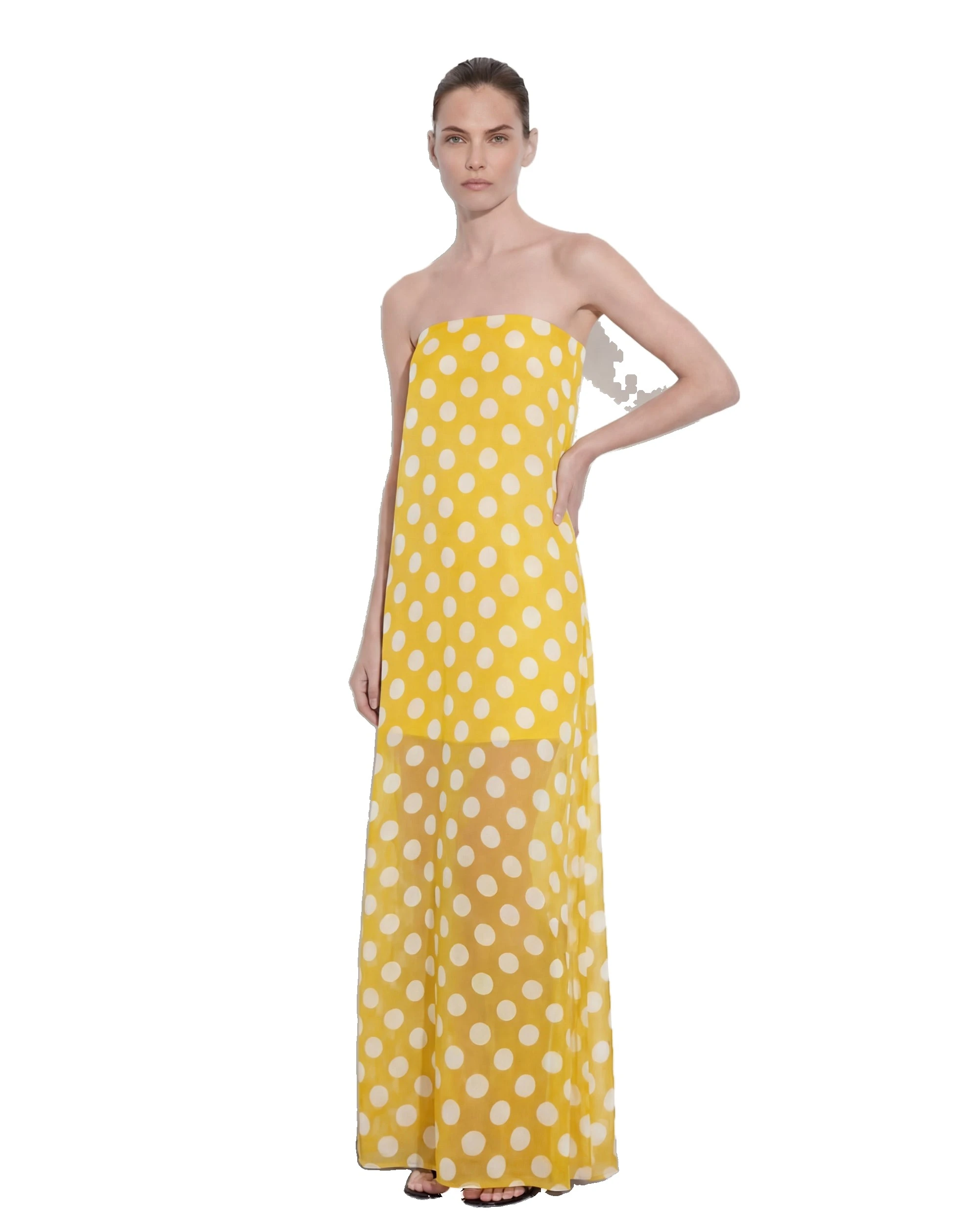 JW PEI maxi dress | Los Angeles Vegan Fashion Dresses | Luxury Shoes JW PEI Polka-Dot Strapless Maxi Dress