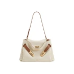 JW PEI Rhea Double Buckle Shoulder Bag in Brown Canvas