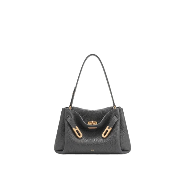 JW PEI Rhea Double Buckle Shoulder Bag in Charcoal Grey