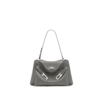 JW PEI Rhea Pebbled Double Buckle Shoulder Bag in Cool Grey