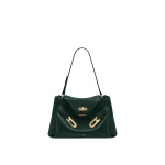 JW PEI Rhea Pebbled Double Buckle Shoulder Bag in Dark Green