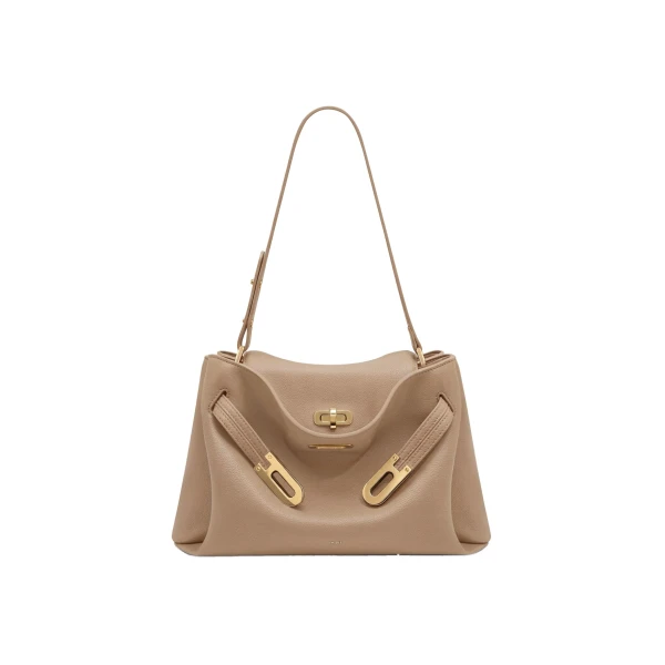 JW PEI Rhea Pebbled Double Buckle Shoulder Bag in Khaki
