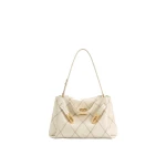 JW PEI Rhea Quilted Double Buckle Shoulder Bag in Warm White