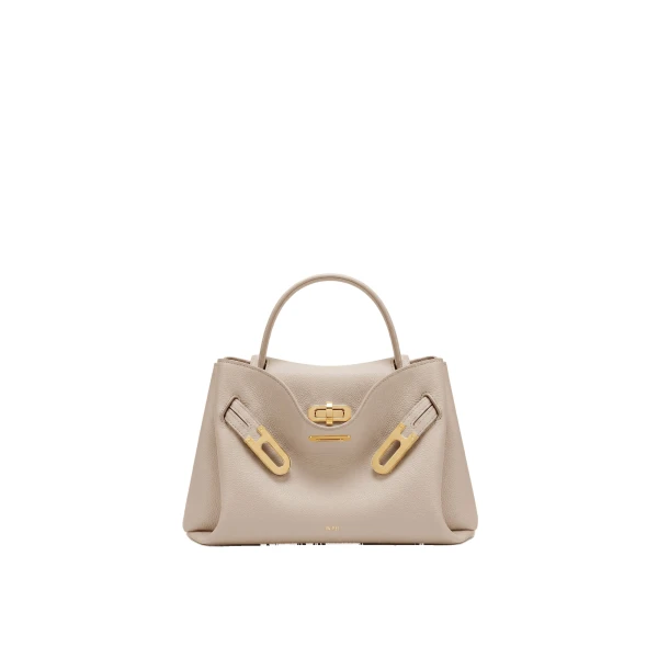 JW PEI Rhea Small Pebbled Double Buckle Shoulder Bag in Sand