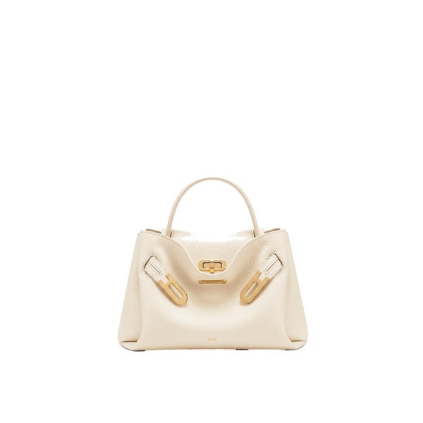 JW PEI Rhea Small Pebbled Double Buckle Shoulder Bag in White