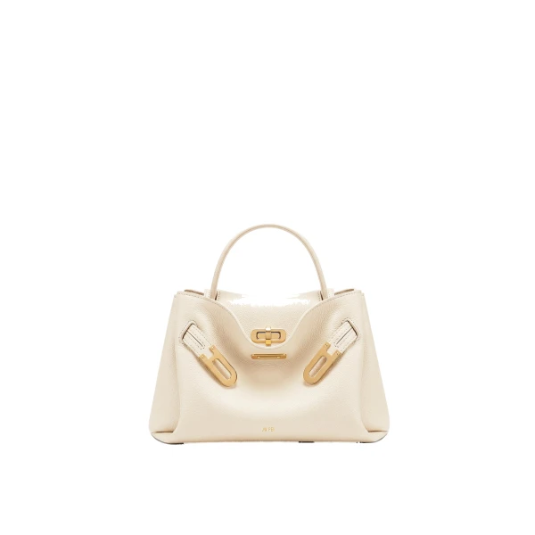 JW PEI Rhea Small Pebbled Double Buckle Shoulder Bag in White