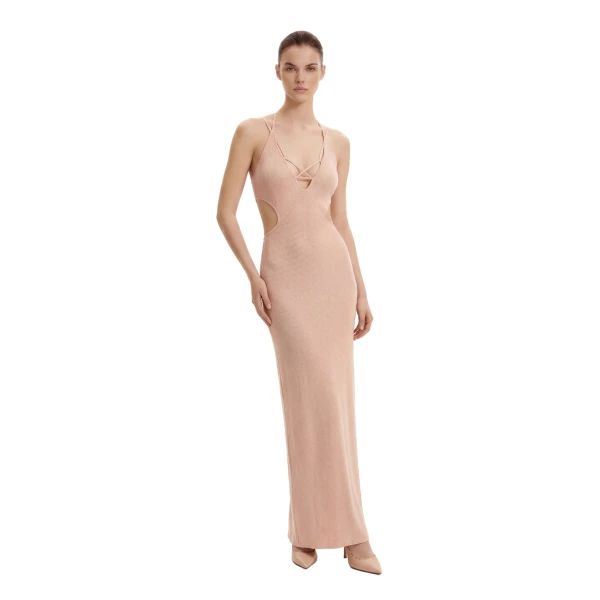 JW PEI Ribbed Knit Cutout Maxi Dress