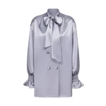 JW PEI Ribbon Tie Balloon Sleeve Longline Blazer