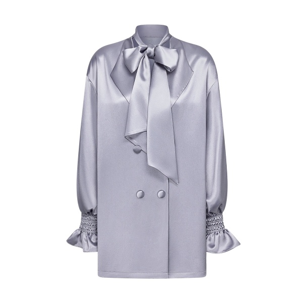 JW PEI Ribbon Tie Balloon Sleeve Longline Blazer