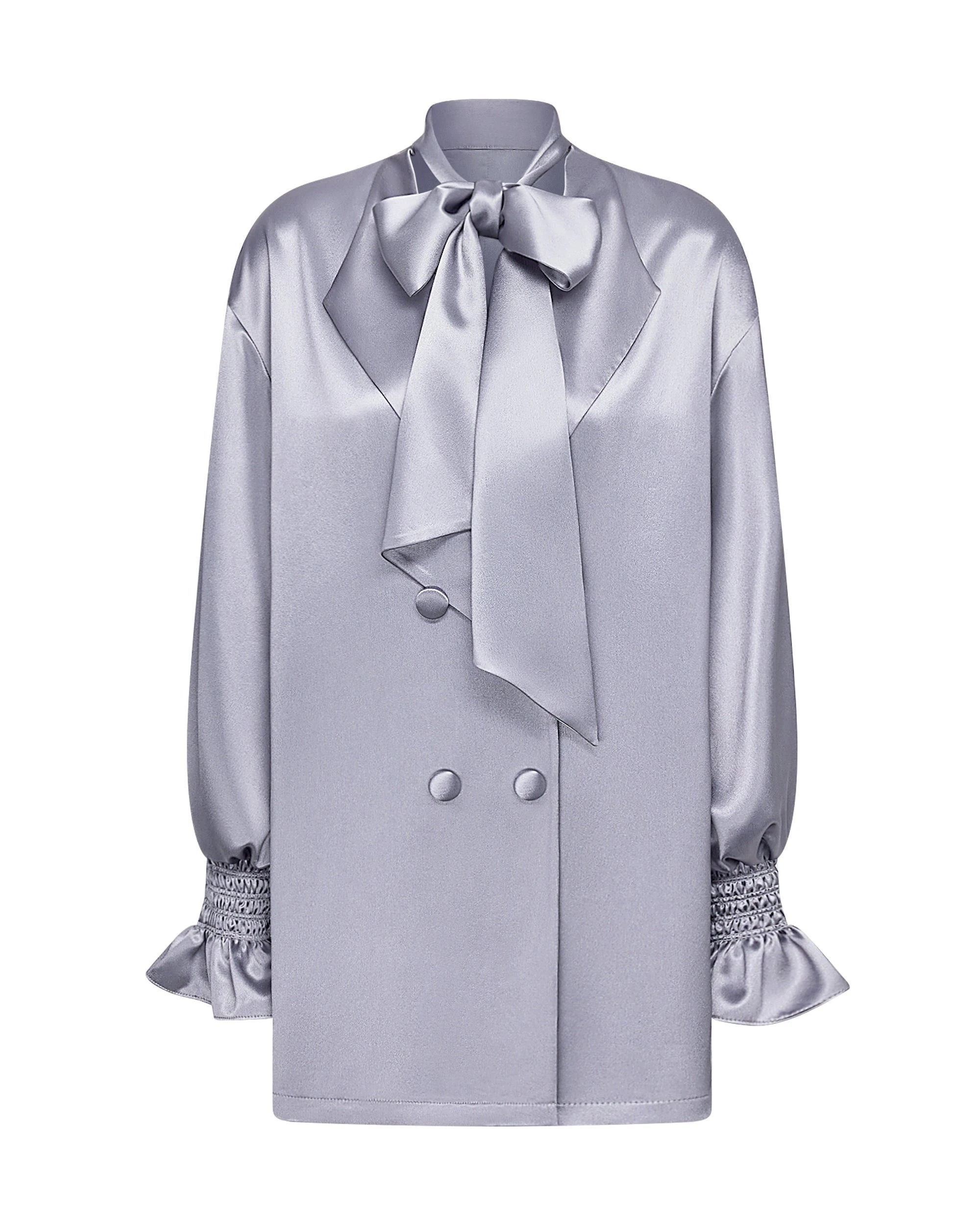 JW PEI blazer | Los Angeles Vegan Fashion Jackets | Luxury Shoes JW PEI Ribbon Tie Balloon Sleeve Longline Blazer