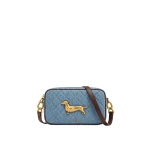 JW PEI Riley Dachshund Quilted Shoulder Bag in Light Blue Denim